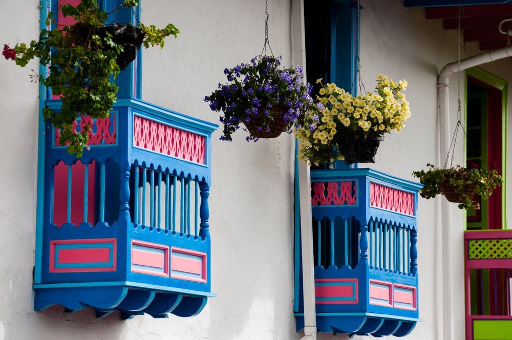 Blue and pink balconies in Salento -
