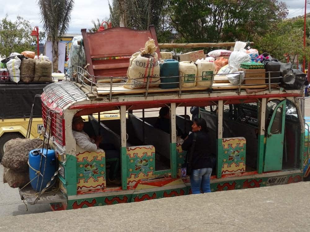 Chiva with produce in silvia near Popayan