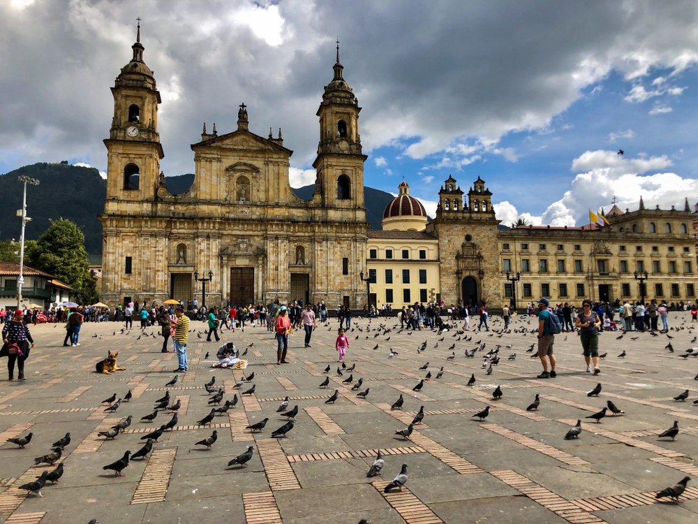 Pidgeons on Plaza Bolivar in Bogota