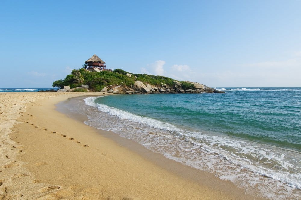Beach with footsteps of Cabo San Juan in Tayrona