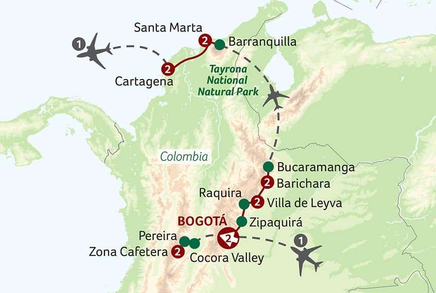 colombia travel itinerary 1 month